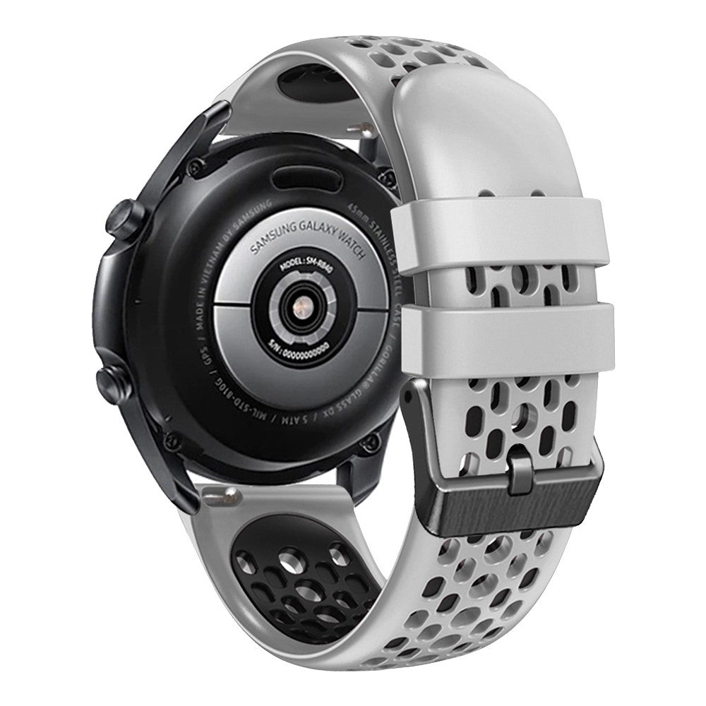 22mm Universal dual color five row hole style silicone watch strap - White / Black#serie_2