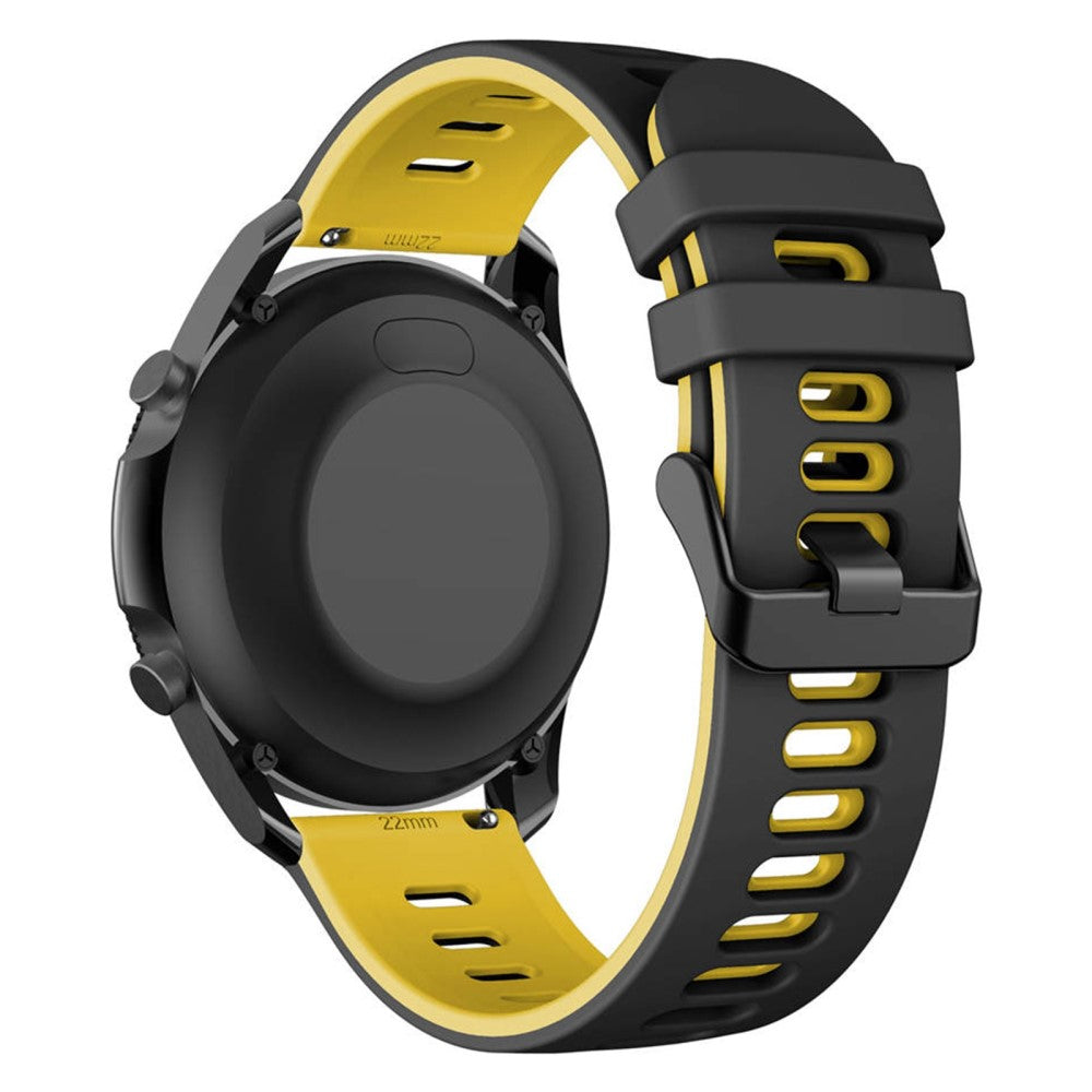 22mm Universal dual color silicone watch strap - Black / Yellow#serie_6