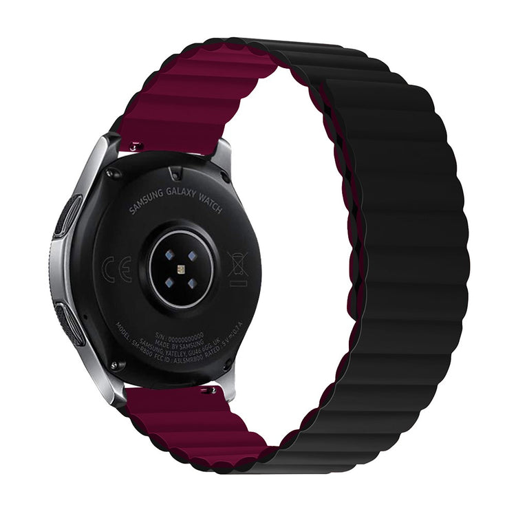 22mm Universal silicone watch strap - Blac  / Wine Red Size: L#serie_5