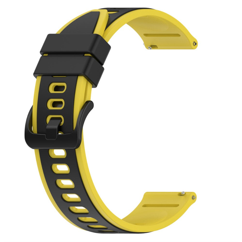 22mm Universal dual color silicone watch strap - Black / Yellow#serie_12