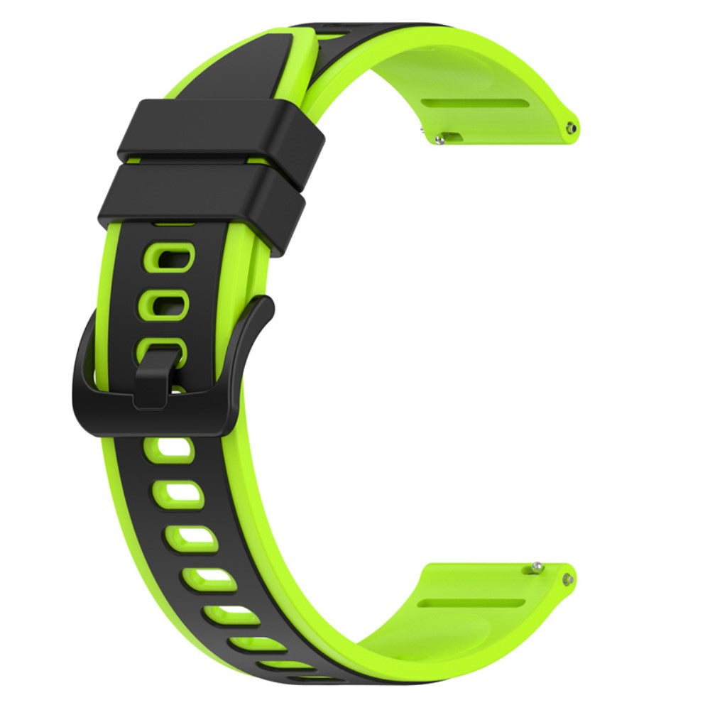 22mm Universal dual color silicone watch strap - Black / Lime#serie_7