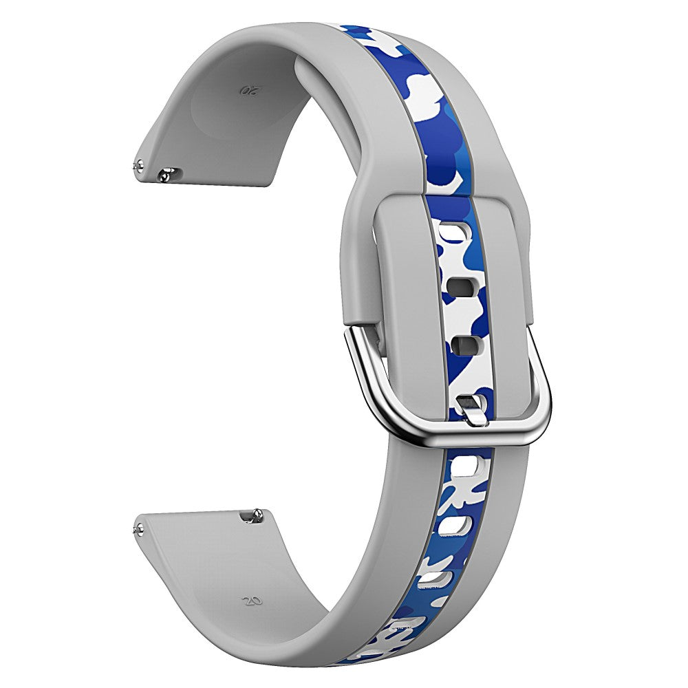 20mm Universal fadeless pattern silicone watch strap - Grey / Blue Camouflage#serie_4