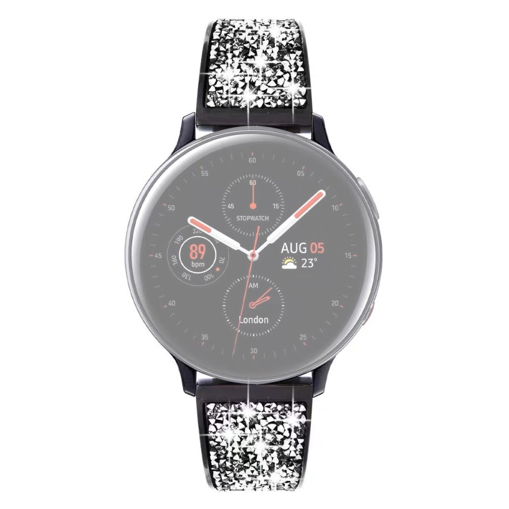 20mm Universal glitter adorned stainless steel watch strap - Black#serie_2