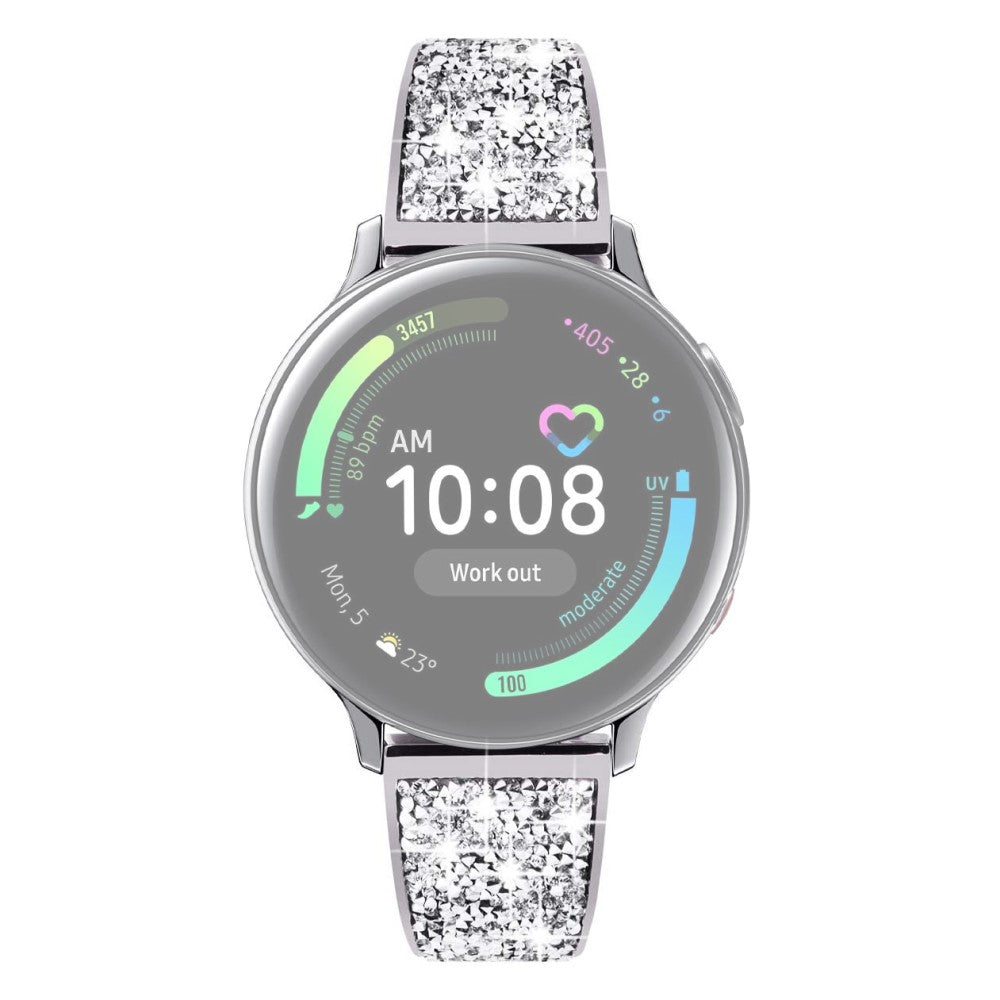 20mm Universal glitter adorned stainless steel watch strap - Silver#serie_3