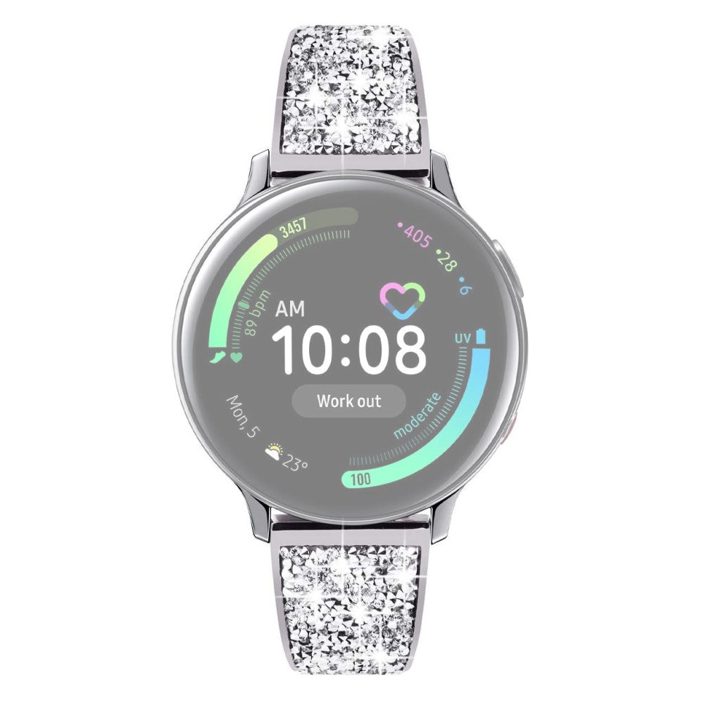 22mm Universal glitter adorned stainless steel watch strap - Silver#serie_3