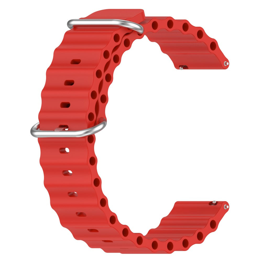22mm Universal wave design silicone watch strap - Red#serie_6