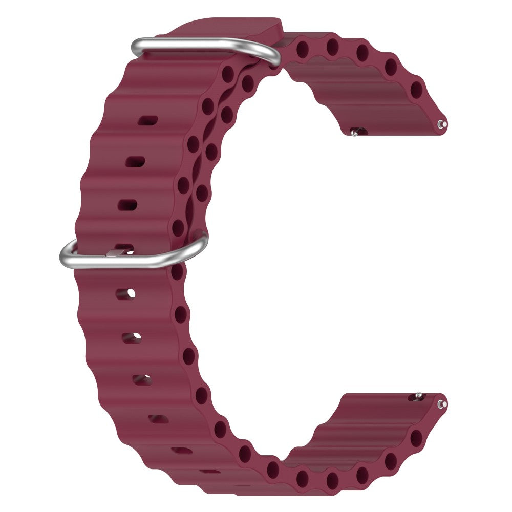 20mm Universal wave design silicone watch strap - Wine Red#serie_9