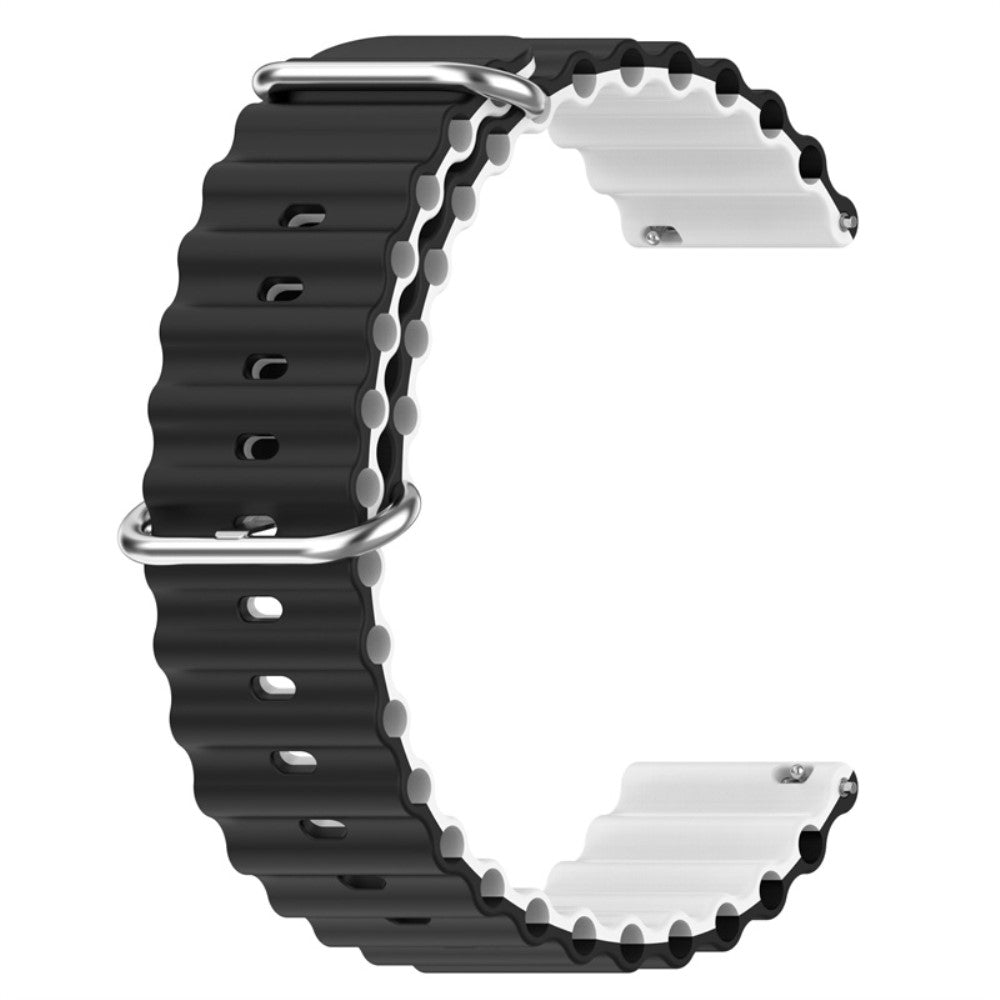 20mm Universal dual color silicone watch strap - Black / White#serie_4