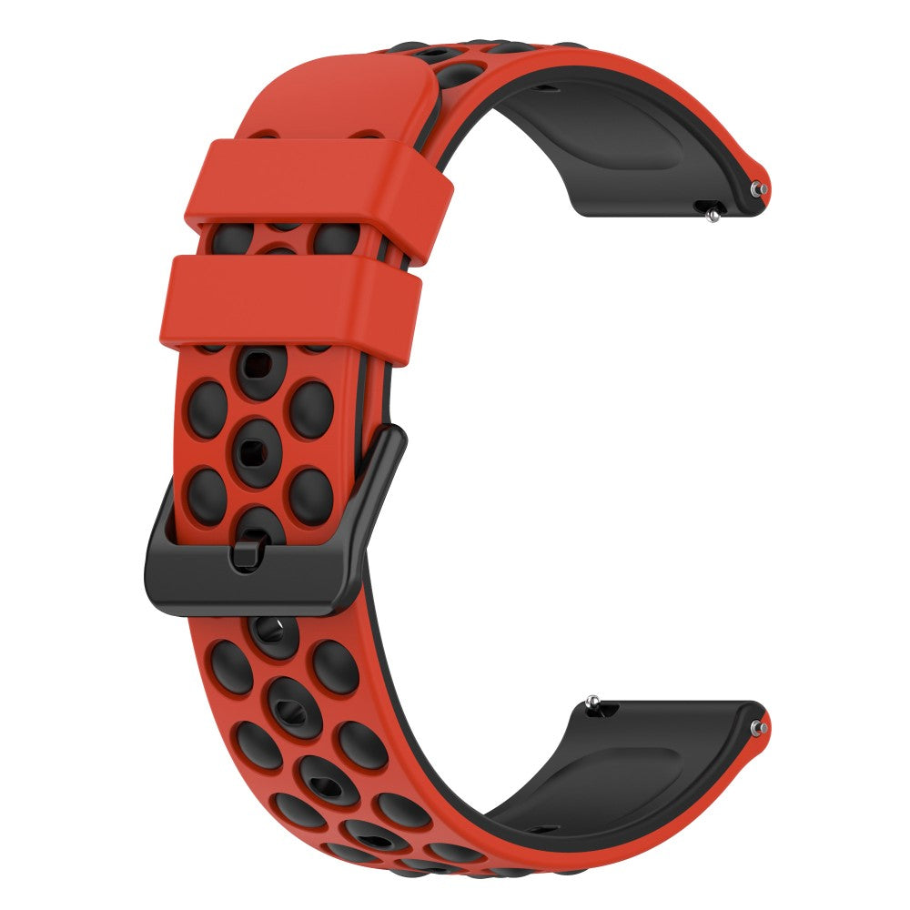 20mm Universal double color and holes design silicone watch strap - Red / Black#serie_4