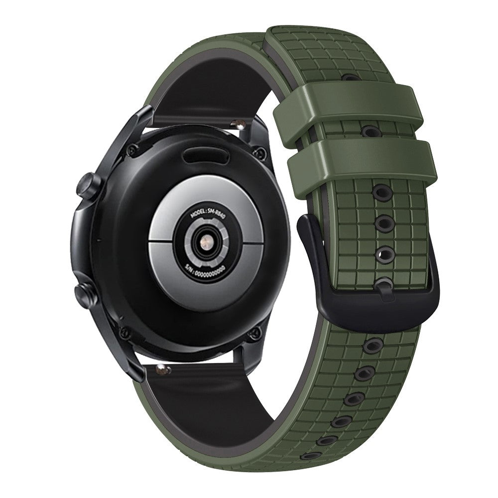 22mm Universal grid texture on silicone strap - Army Green / Black#serie_10