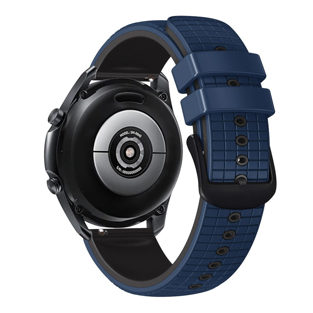 22mm Universal grid texture on silicone strap - Dark Blue / Black#serie_11