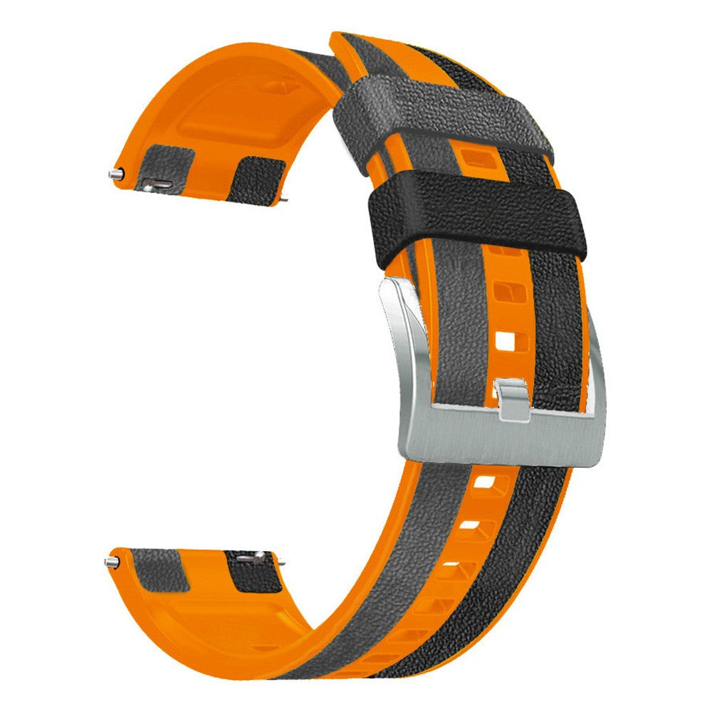 22mm Universal triple color style silicone strap - Black / Orange / Grey#serie_3
