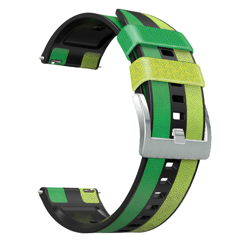 22mm Universal triple color style silicone strap - Green / Black#serie_6