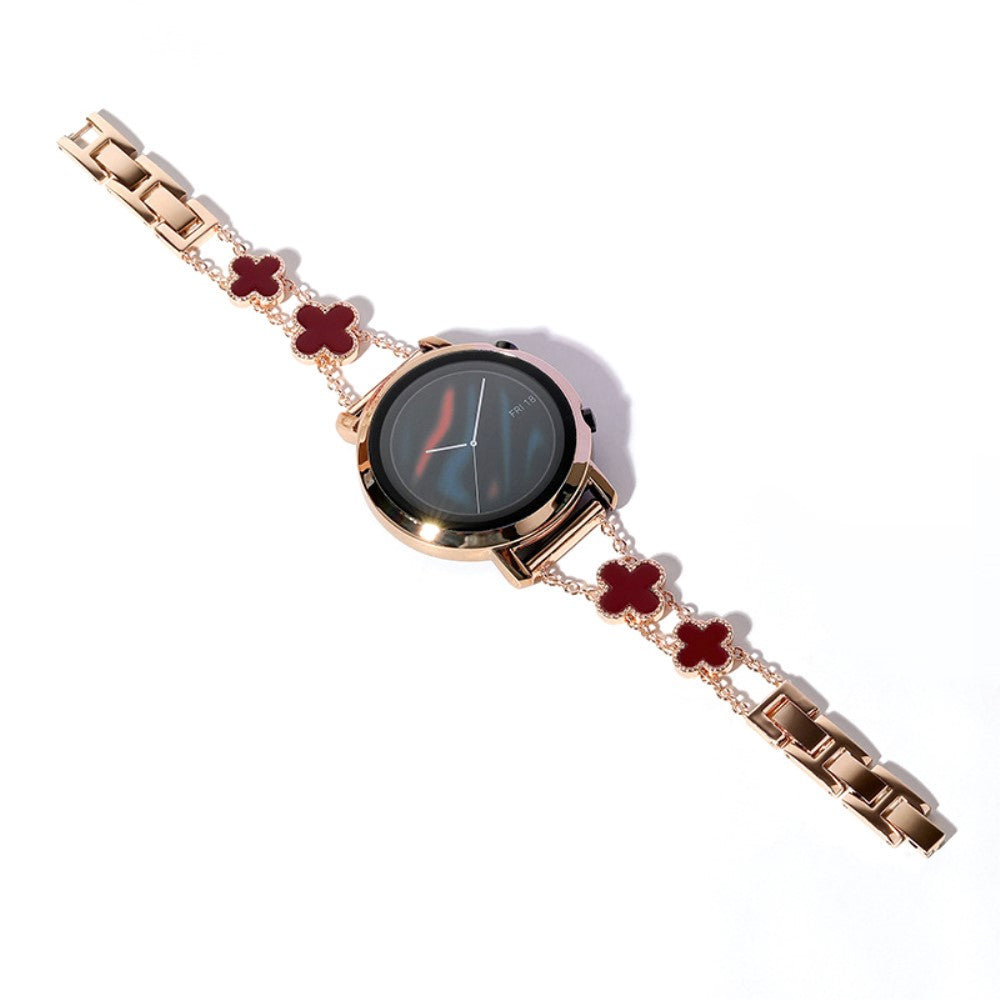 22mm Universal aluminum alloy clover adorned strap - Rose Gold / Wine Red#serie_4