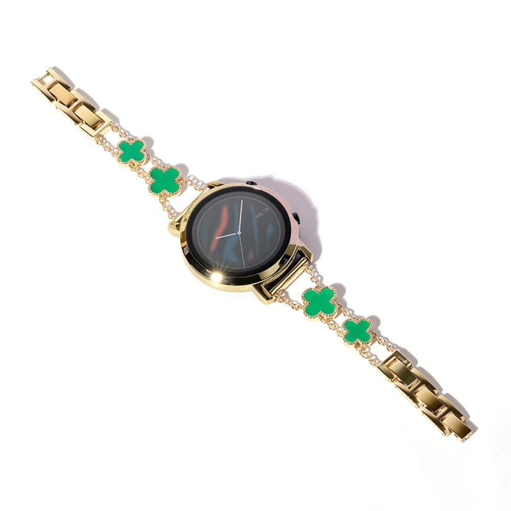 22mm Universal aluminum alloy clover adorned strap - Gold / Green#serie_5