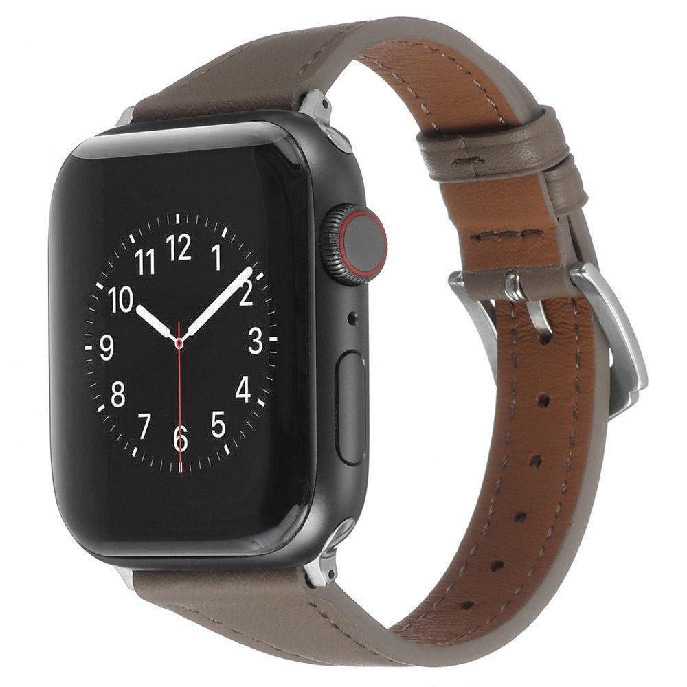 Flot Universal Apple Ægte læder Urrem - Sølv#serie_2