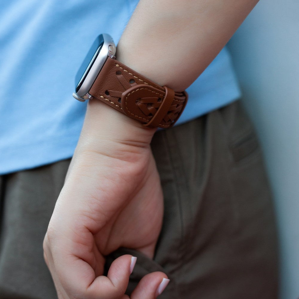 Holdbart Universal Apple Ægte læder Urrem - Brun#serie_4