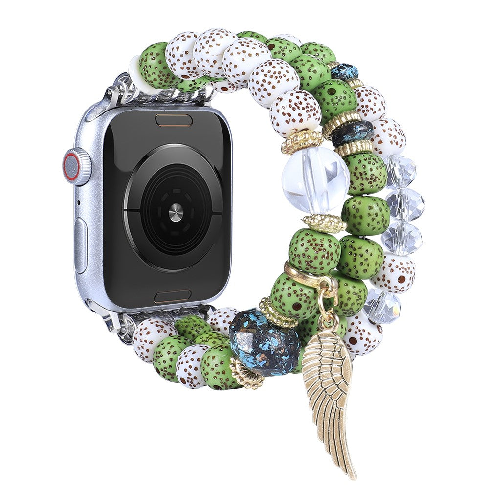 Slidstærk Apple Watch Series 7 45mm Rhinsten Rem - Grøn#serie_5