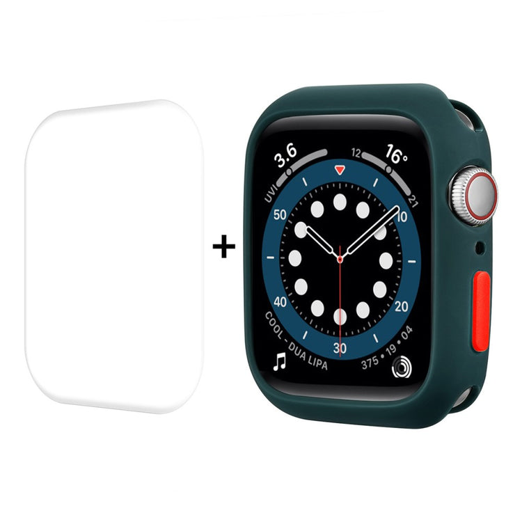 Vildt Fed Apple Watch Series 7 45mm Cover med Skærmbeskytter i Silikone - Grøn#serie_7
