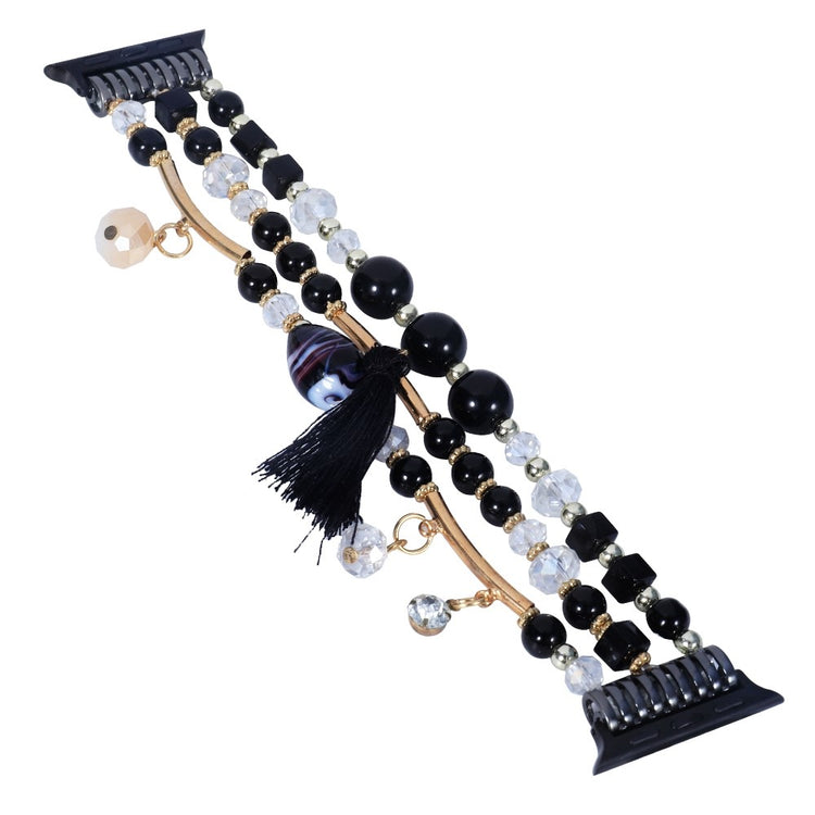 Meget hårdfør Apple Watch Series 7 45mm Rhinsten Rem - Sort#serie_4