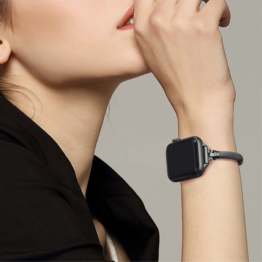 Yndigt Apple Watch Series 7 45mm Metal og  Rhinsten Urrem - Sort#serie_2