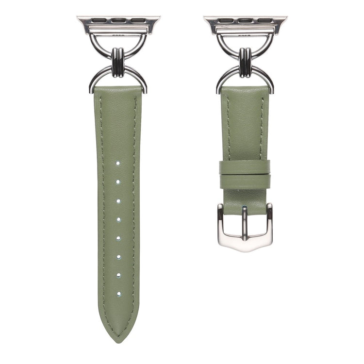 Vildt fint Apple Watch Series 7 45mm Ægte læder Urrem - Grøn#serie_1