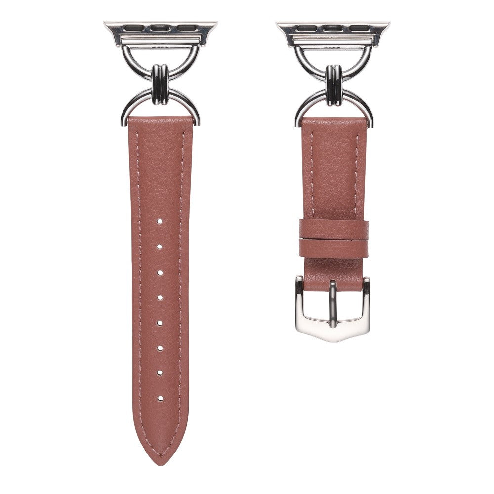 Vildt fint Apple Watch Series 7 45mm Ægte læder Urrem - Pink#serie_3