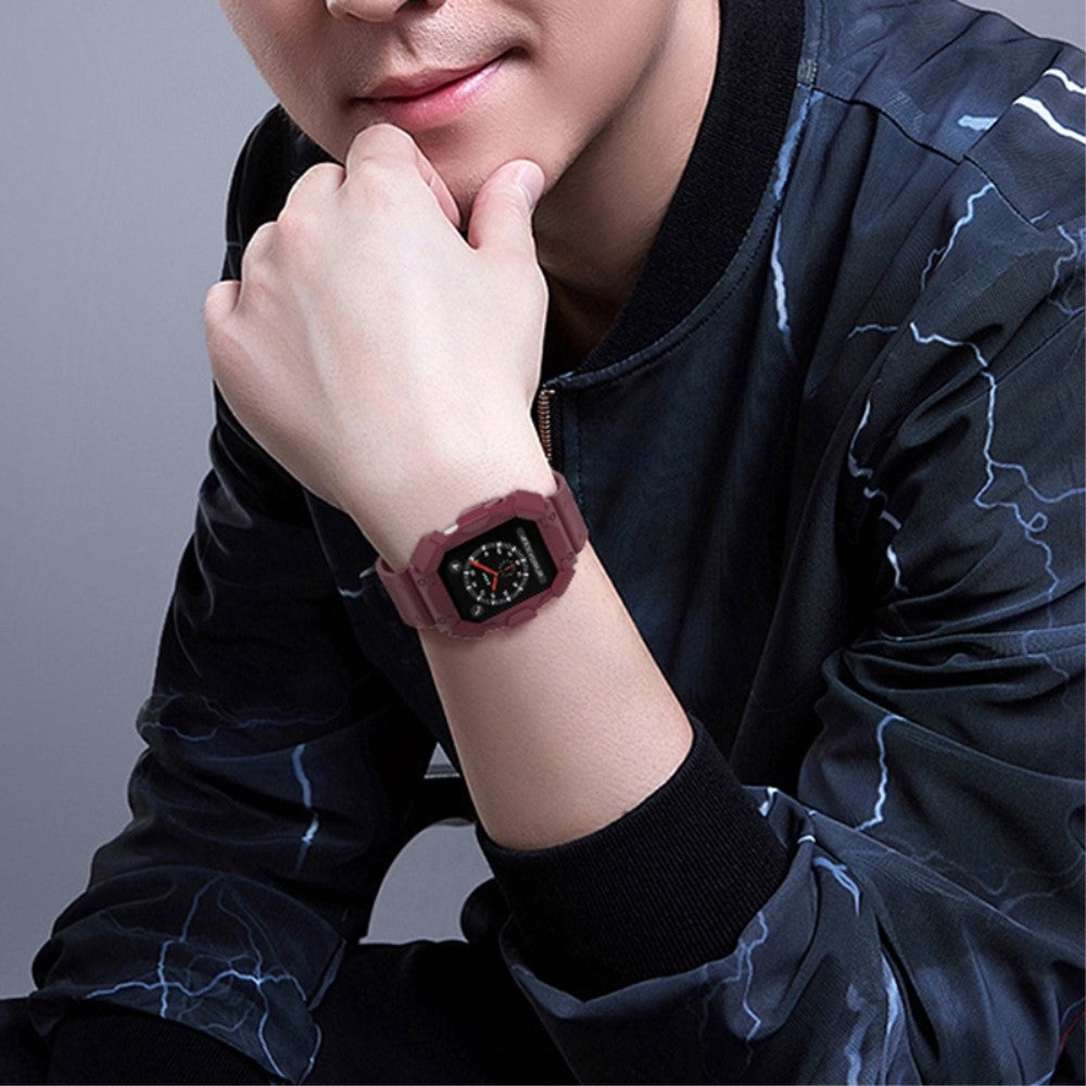 Super nydelig Apple Watch Series 7 45mm Silikone Urrem - Rød#serie_2