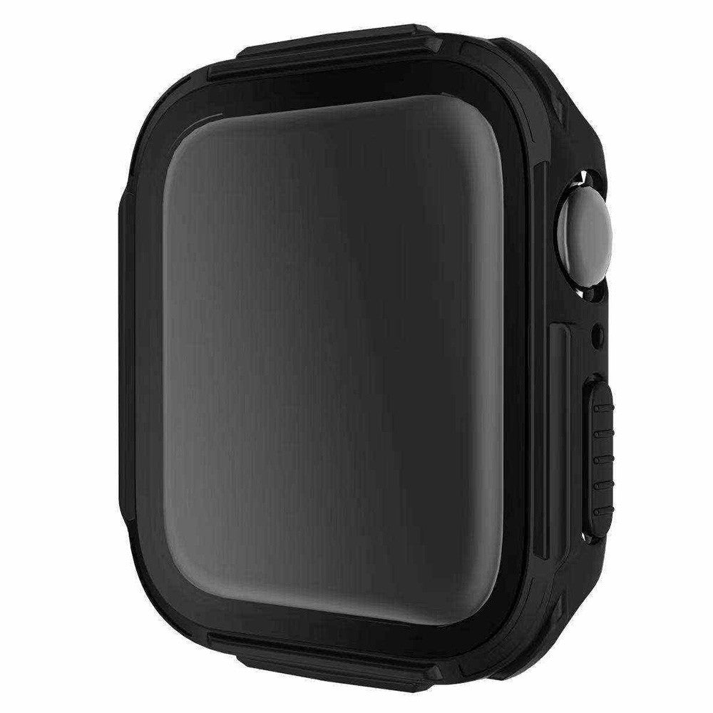 Rigtigt Fint Apple Watch Series 7 45mm Cover med Skærmbeskytter i Plastik og Hærdet Glas - Sort#serie_3