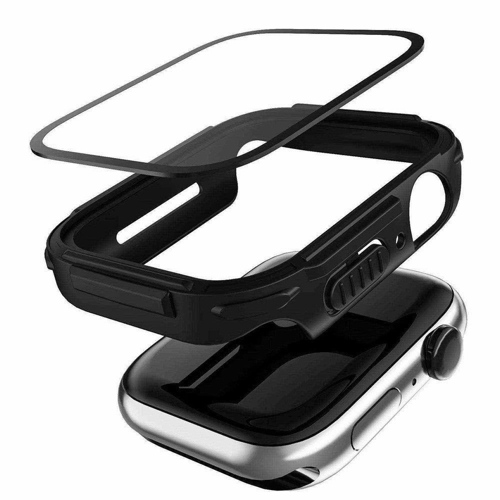 Rigtigt Fint Apple Watch Series 7 45mm Cover med Skærmbeskytter i Plastik og Hærdet Glas - Guld#serie_4