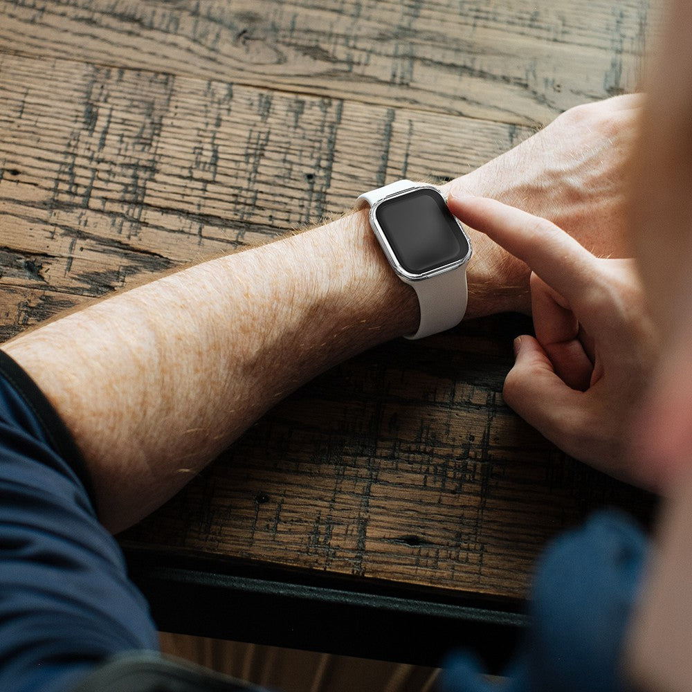 Rigtigt Fint Apple Watch Series 7 45mm Cover med Skærmbeskytter i Plastik og Hærdet Glas - Pink#serie_5