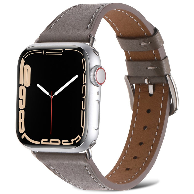 Helt vildt slidstærk Universal Apple Ægte læder Urrem - Sølv#serie_10