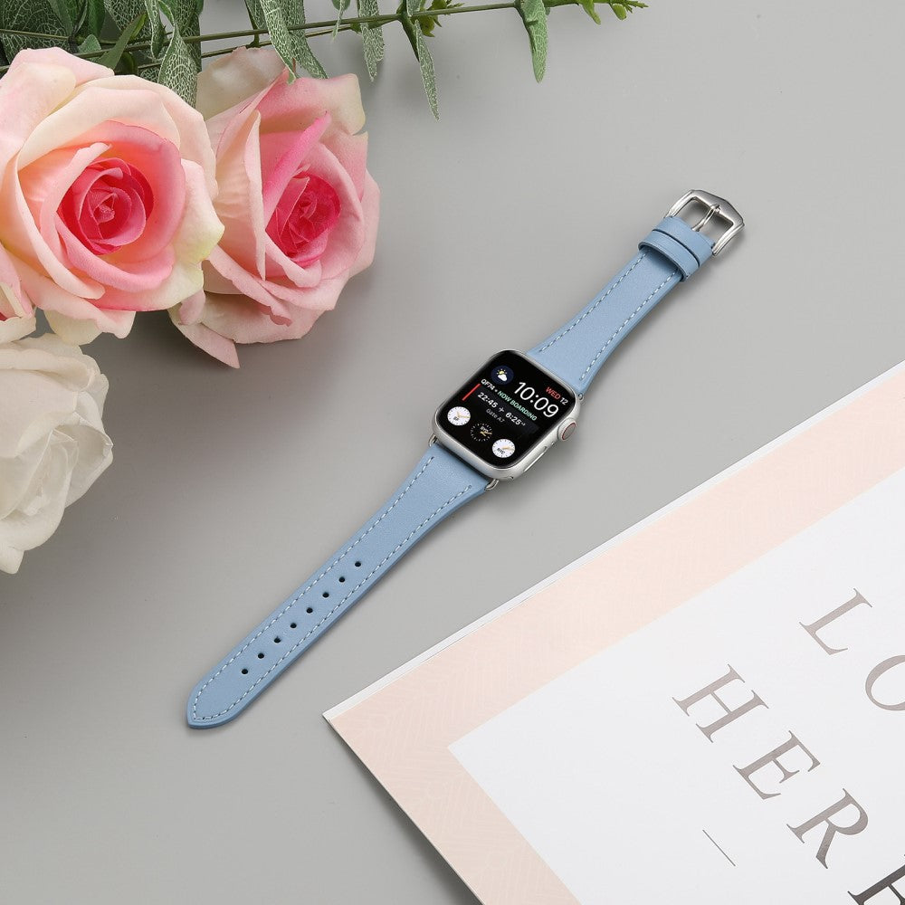 Helt vildt slidstærk Universal Apple Ægte læder Urrem - Blå#serie_2