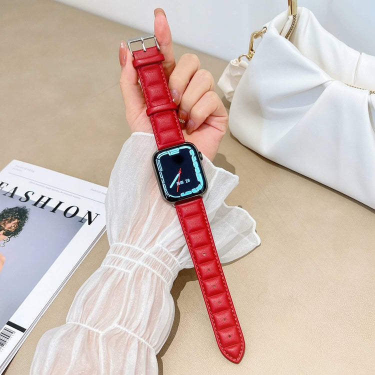 Meget cool Universal Apple Ægte læder Urrem - Rød#serie_2