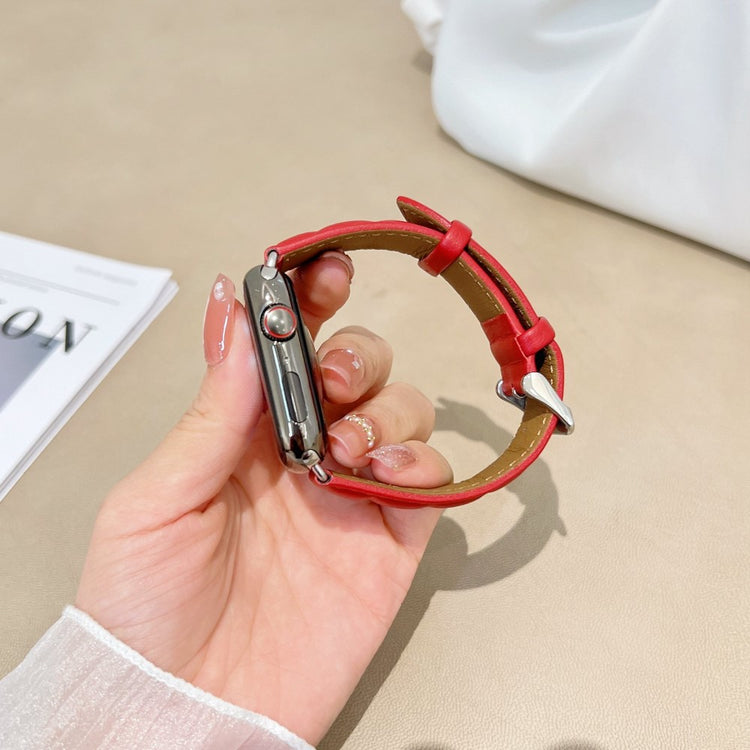 Meget cool Universal Apple Ægte læder Urrem - Rød#serie_2