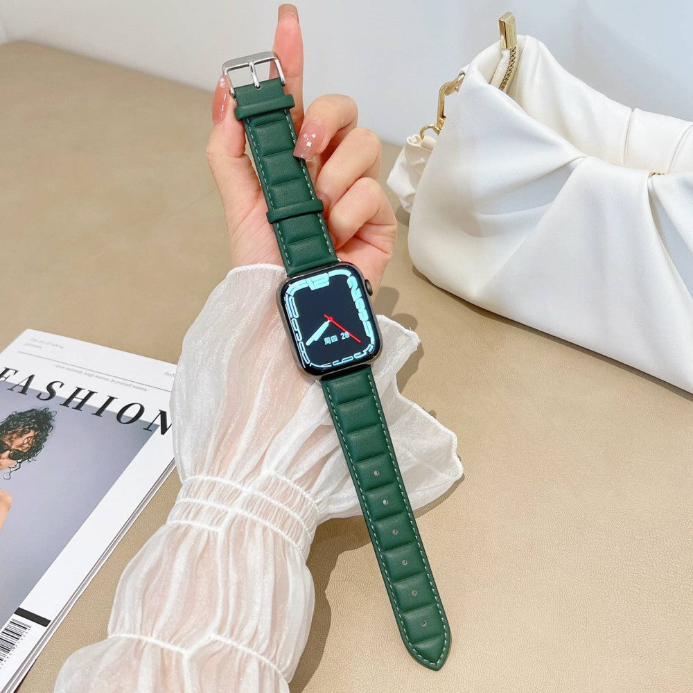 Meget cool Universal Apple Ægte læder Urrem - Grøn#serie_3