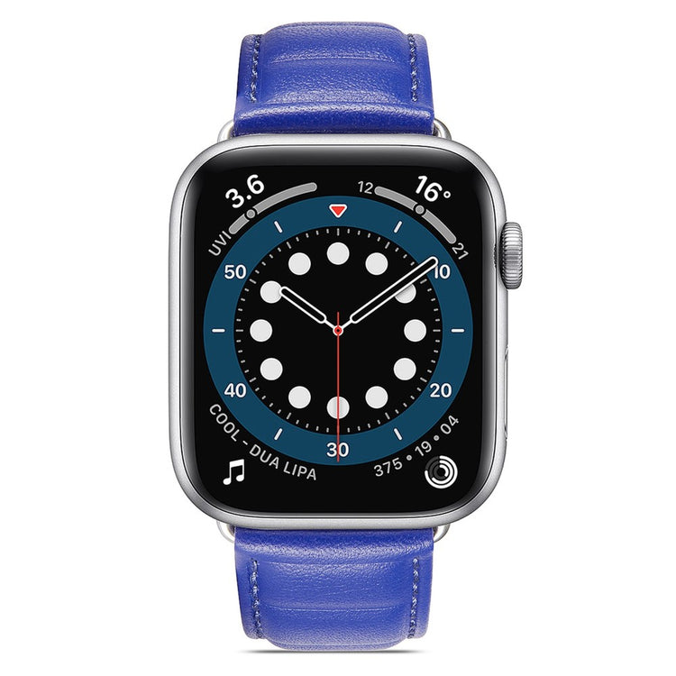 Meget cool Universal Apple Ægte læder Urrem - Blå#serie_5