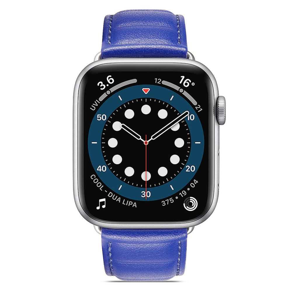 Meget cool Universal Apple Ægte læder Urrem - Blå#serie_5