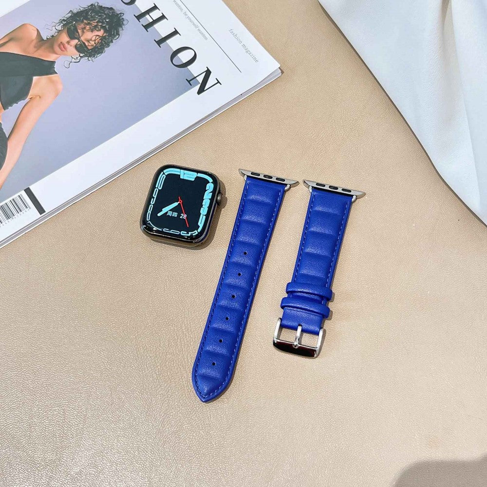 Meget cool Universal Apple Ægte læder Urrem - Blå#serie_5