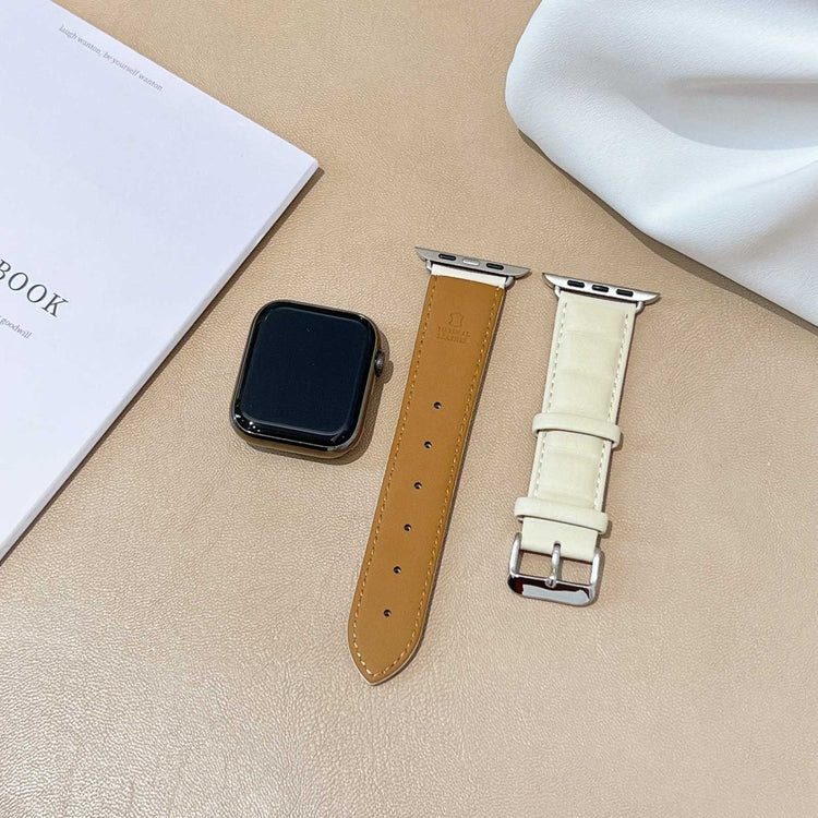 Meget cool Universal Apple Ægte læder Urrem - Beige#serie_6
