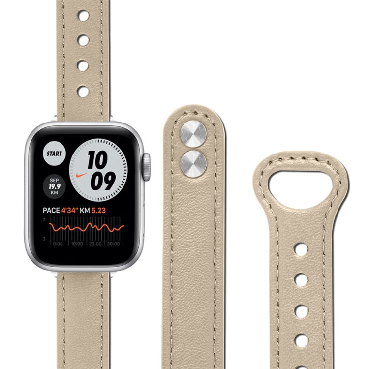 Helt vildt fed Universal Apple Ægte læder Urrem - Beige#serie_3