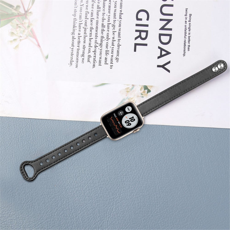 Rigtigt smuk Universal Apple Ægte læder Urrem - Sort#serie_2