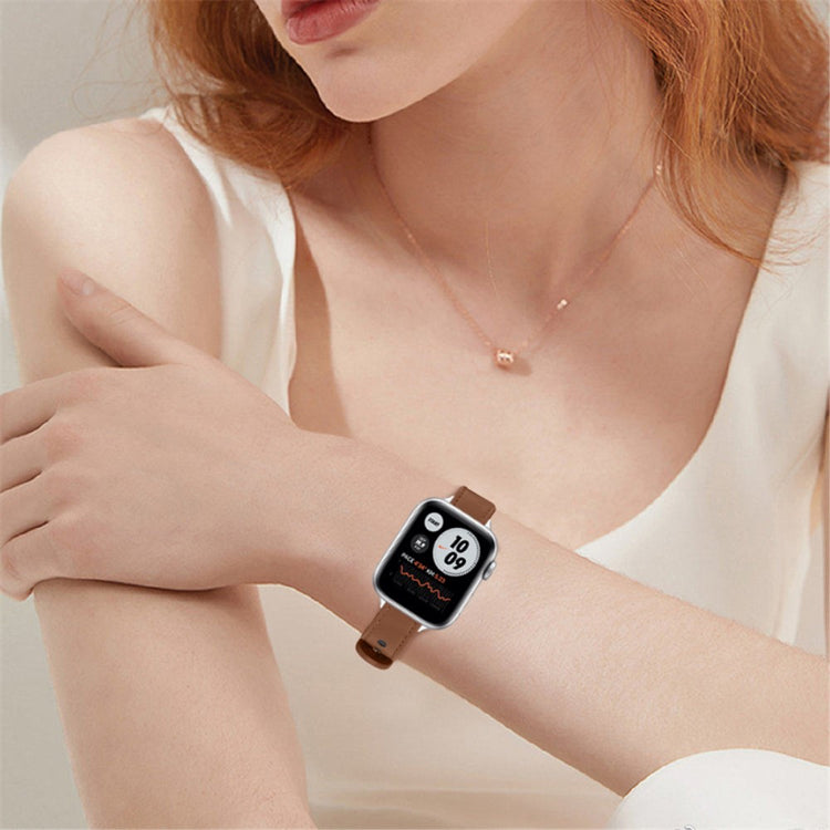 Fint Universal Apple Ægte læder Urrem - Brun#serie_11