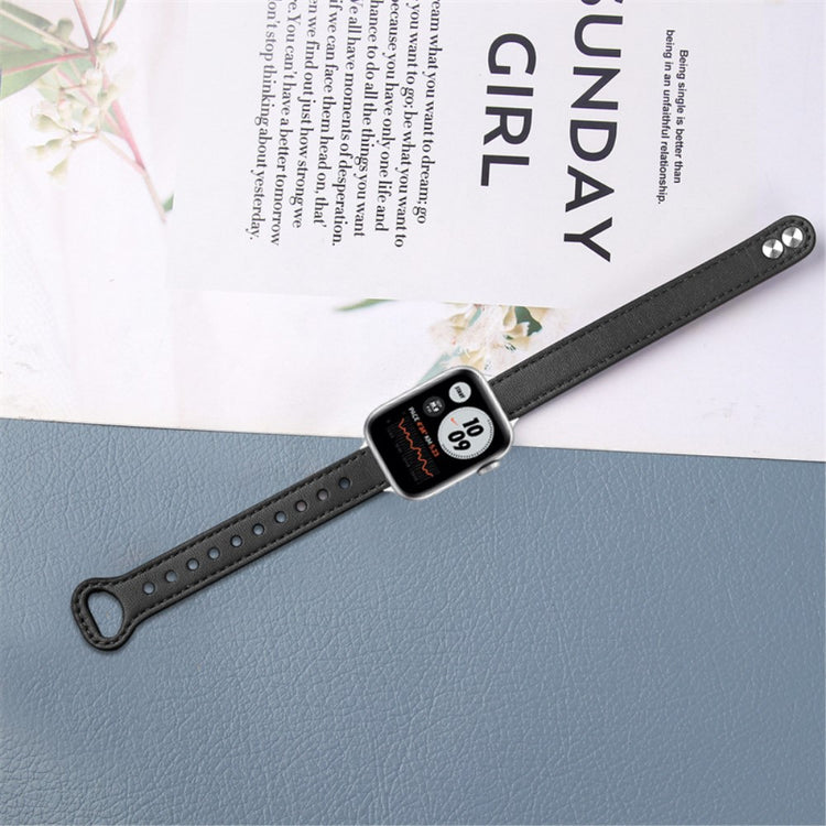 Fint Universal Apple Ægte læder Urrem - Sort#serie_2