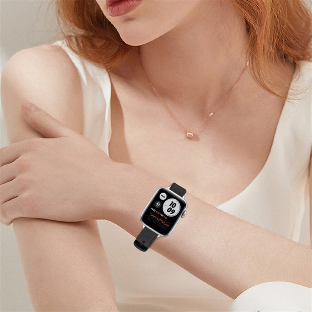 Fint Universal Apple Ægte læder Urrem - Sort#serie_2