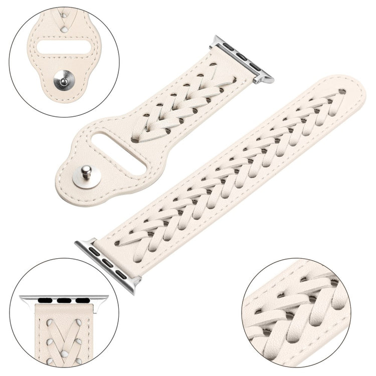 Super fantastisk Universal Apple Ægte læder Urrem - Hvid#serie_1