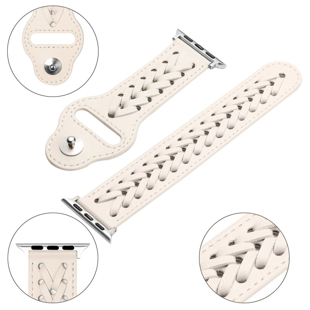 Super fantastisk Universal Apple Ægte læder Urrem - Hvid#serie_1