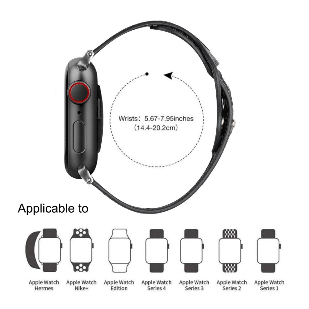 Super fantastisk Universal Apple Ægte læder Urrem - Sort#serie_2