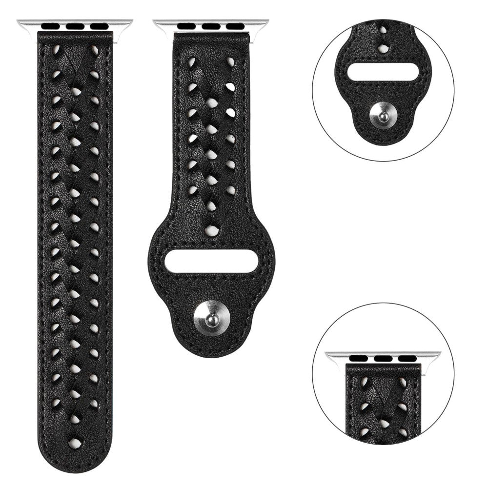 Super fantastisk Universal Apple Ægte læder Urrem - Sort#serie_2