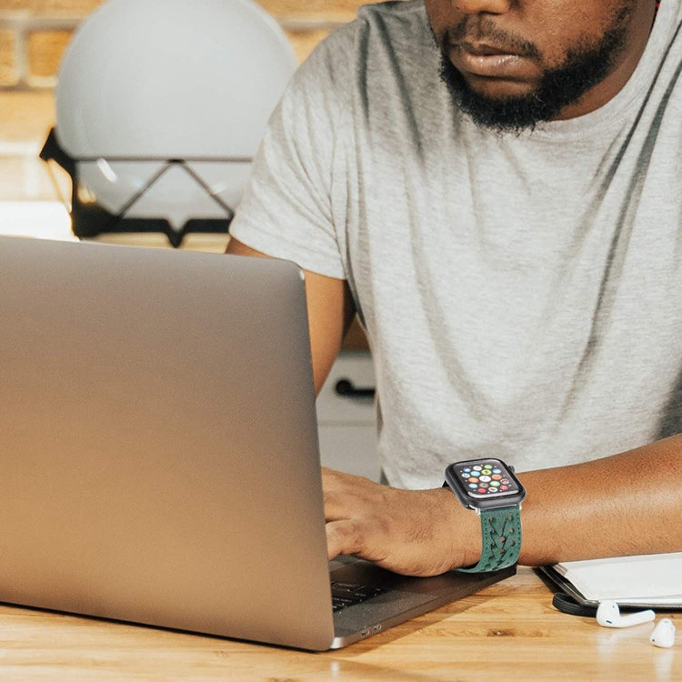 Super fantastisk Universal Apple Ægte læder Urrem - Grøn#serie_3